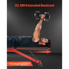 Weight Bench, 1200lbs Heavy Duty Stable Weight Bench Press for Full Body Workout, Adjustable Exercise Sit up Bench for Home Gym Strength Training