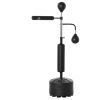 Punching Bag with Stand Heavy Duty Boxing Set Sports Black 34.75"L x 19.75"W x 63"-90.5"H PU