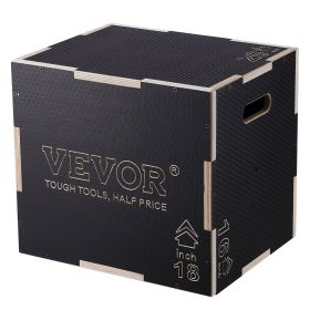 3 in 1 Plyometric Jump Box, 20/18/16 Inch Wooden Plyo Box, Platform & Jumping Agility Box