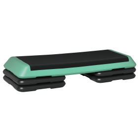 43" Adjustable Aerobic Platform Stepper 3 Level with Risers 4' 6' 8' Cardio Fitness Trainer Workout Step Home Gym Exercise, Black Green