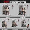 Home Gym, Multifunction Gym Equipment Workout Station with 100Lbs Weight Stack for Lat Pulldown, Leg Extensions, Preacher Bicep Curls