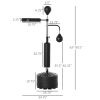 Punching Bag with Stand Heavy Duty Boxing Set Sports Black 34.75"L x 19.75"W x 63"-90.5"H PU