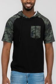 SHORT SLEEVE CAMO COLOR BLOCK (Color: OLIVE CAMO, size: S)