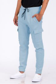 Cotton Blend Jogger Sweats (Color: LIGHT BLUE, size: L)