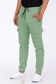Cotton Blend Jogger Sweats (Color: GREEN, size: L)