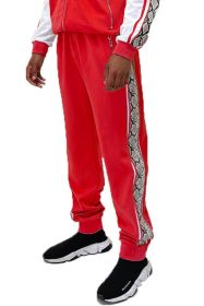 Weiv Mens Snake Side Tape Jogger Pants (Color: Red, size: XL)