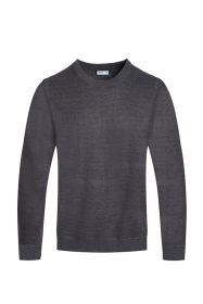 SOLID COLOR ROUND NECK SWEATER (Color: CHARCOAL, size: S)