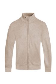 Weiv Mens Solid Full Zip Sweater (Color: KHAKI, size: M)
