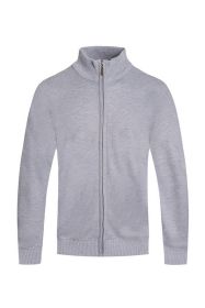 Weiv Mens Solid Full Zip Sweater (Color: Heather grey, size: S)