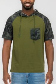 SHORT SLEEV CAMO COLOR BLOCK (Color: OLIVE CAMO, size: L)