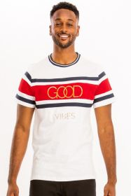 Good Vibes 3D Design Print Gold Foil (Color: White, size: S)