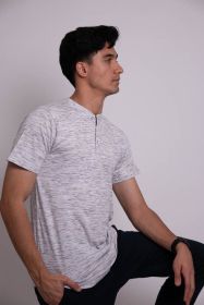 Short Sleeves Henley T-shirt (Color: White, size: XL)