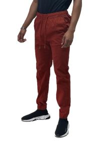 Weiv Mens Solid Stretch Cargo Jogger (Color: Burgundy, size: S)