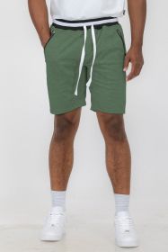 Weiv Mens French Terry Sweat Short (Color: Olive, size: 2XL)