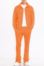 Mens Side Pipe Track Jacket (Color: ORANGE, size: 2XL)
