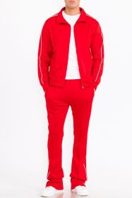 Mens Side Pipe Track Jacket (Color: Red, size: XL)