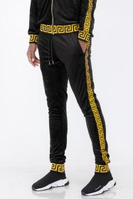 Velour Status Detail Jogger (Color: BLACK GOLD, size: 3XL)