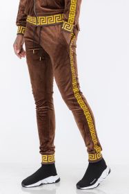 Velour Status Detail Jogger (Color: BROWN GOLD, size: M)