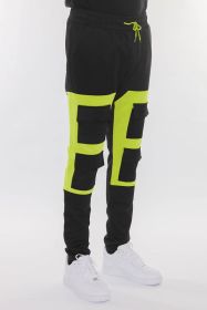 COLOR BLOCK CARGO TRACK PANT (Color: BLACK RED, size: 2XL)