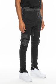 Heathered Cotton Blend Joggers (Color: Black, size: S)