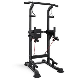 Pull Up Bar, 330 LBS Power Tower Dip Station, Workout Dip Station with H-Shaped Stable Base & Back Pad (Default: Default)